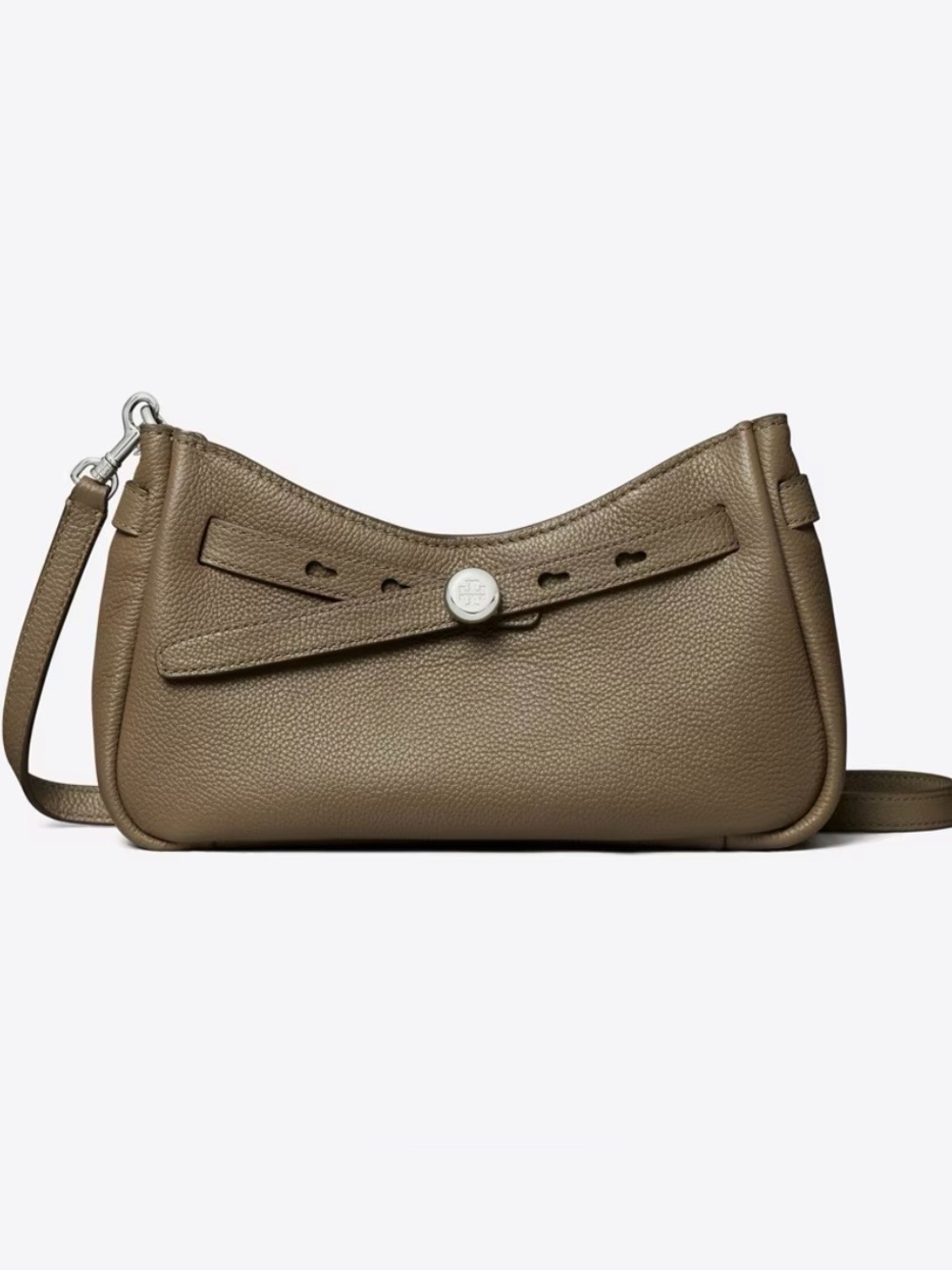 NWT Tory Burch Romy Top Zip Crossbody Bag in Mushroom